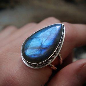 Blue Labradorite Statement Ring
